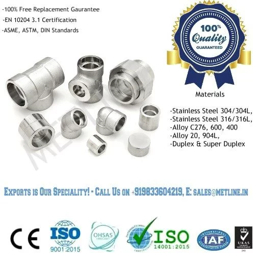 Nickel Alloy Socket Weld Fittings - Inconel, Monel, Hastelloy, Incoloy Fittings Manufacturers