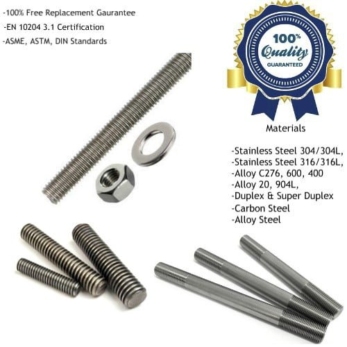 Duplex Stainless Steel Stud Bolts Manufacturers, Suppliers, Exporters