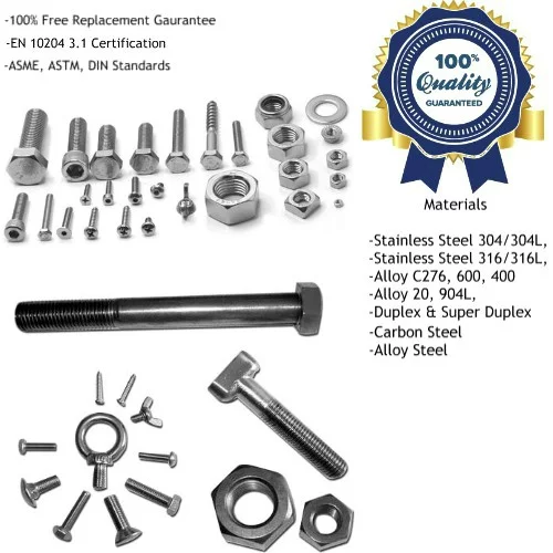 Inconel Nuts Bolts Fasteners Manufacturers, Suppliers, Factory