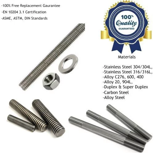Nickel 200 201 Stud Bolts Manufacturers, Suppliers, Exporters